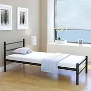 Bed Frame Black Metal 106x203 cm King Single Size Sturdy Modern Bedroom Furniture