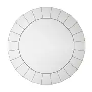 Beveled Round Mirror: Elegant Wall Mounted Decor for Bathroom, Entryway, or Hall