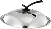 Stainless Steel Wok Lid Cooking Pot Cover 36cm Heat Resistant Easy Assembly Universal Steam Pot Lid Cookware Lid for Home Use, Standable Handle (Standable Handle)