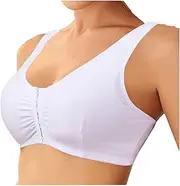 [XWSM] Front Closure Cotton Camisole Mastectomy Bra Underwear Women Breast Prosthesis Pocket Bra Post Surgical Sports Top Vest (Color : White, Size : 40/90(ABC))