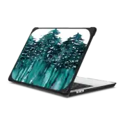 MacBook Pro 13-inch (M1 / M2 / Intel) Bounce Case FOREST THROUGH THE TREES - 5 Teal Blue Green White Watercolor Painting Chic Nature Fine Art Style Minimalist Outdoors Adventure Colorful Brushstrokes Modern Wanderlust Design