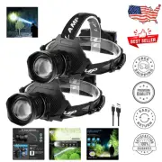 High-Power Rechargeable Headlamp with 6 Batteries & Safety Tail Light Included