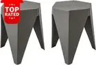 Set of 2 Bar Stools Plastic Foot Stool Grey Sturdy Indoor Outdoor Furniture