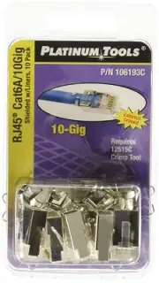 Platinum Tools 106193C RJ45 Cat6A 10 Gig Shielded Connector w/ Liner, 10 Piece