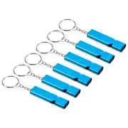 Survival Whistle, 6Pcs Loud Sound Aluminum Outdoor Safety Whistle, Light Blue