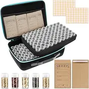 jixsloft 120 Slots Seed Storage Organizer with 20 Seed Envelopes, Sturdy Seed Organizer Storage Box with Zipper Bag Label Stickers(Seeds not Included), Seed Storage Container for Flower Plants Garden