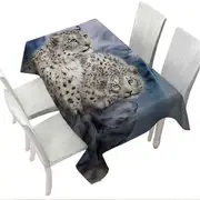 Animal Art Nature Rocky Adventure White Leopards Tablecloth