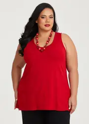 [TS] Taking Shape Bamboo Panelled Layering Tank Size 10 in Ribbon RED - Plus Size Women's Clothing Ribbon Red