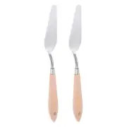 2pcs No.16 Painting Palette Knives Stainless Steel Spatula Beech Wood Handle