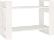 Book Cabinet & Room Divider - Solid Pinewood Shelving Unit 80x35x56.5cm | Space Saving Storage Solution for Small Spaces, Living Room & Office | Durable & Eco-Friendly White Wooden Shelf