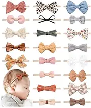 21 PCS Baby Headbands and Bows Hairbands Soft Nylon Elastics Handmade Girls Hair Accessories for Newborn Babies Infant Toddlers Kids