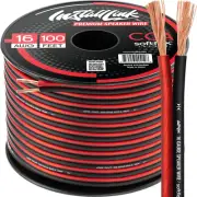 16 AWG Gauge Speaker Wire Cable Stereo, Car or Home Theater, CCA (100 Feet) by