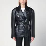 [HALFBOY] Black belted leather jacket M Black