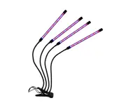 LED Plant Growth Light Full Spectral Fill Light with Clip - Black 4 Lamps