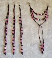 WOW!! Horse Tail / Mane Beads Bling, Arabian, AQHA, Friesian, etc. BLACK / PINK
