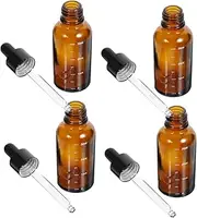 HEALEEP 4pcs Amber Dropper Bottles Refillable Glass Dispenser for Essential Oils Travel Friendly Graduated Design Light Protection for Accurate Dosing for Aromatherapy