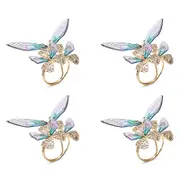 Kim Seybert Flutter Napkin Ring in Lilac & Periwinkle, Set of 4 in a Gift Box