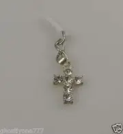 cross cell phone or fits Ipad charm ear cap dust plug Clear crystal xmas