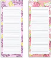 Peach Tree Shade Magnetic Notepads, 2-Pack 60 Sheets Per Pad 3.5” x 9”, for Fridge, Kitchen, Shopping, Grocery, to-Do List, Memo, Reminder, Book, Party, Stationery, (Fruitnotes Grapes & Strawberry)