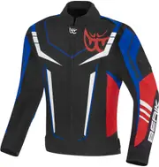 Berik Radic Evo Plus Waterproof Motorcycle Textile Jacket, black-white-red-blue, Size 56 for Men Black White Red Blue