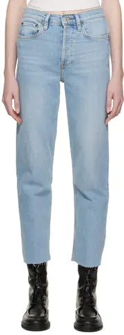 RE/DONE Straight Leg Cropped Jeans 32 Blue