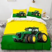 v546 Bed Sheets Tractor Farm Bedding Set,Duvet Cover Comforter Bed Set Quilt Cover Pillowcase,King Queen Twin Size Boys Girls Adults 3-Piece Bedding S