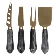 4pc Tempa Marlow Polyresin Cheese Knife/Fork Set Cutlery Slicer Utensil Storm