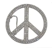 New Men Women Peace Sign Belt Buckle Symbol Dove Peace-Lover-Keeper Silver Bling