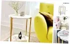 Gold End Table Faux Marble Side Table Small Round Nightstand for Living Room