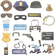 Police Photo Booth Props, Party Photo Props Kit, 21 Pcs Fun Cops Police Party Supplies, Police Catching Thief Role Play Party Props Set Galore Role Play