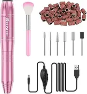COSITTE Electric Nail Drill, USB Electric Nail Drill Machine for Acrylic Nails, Portable Electrical Nail File Polishing Tool Manicure Pedicure Efile Nail Supplies for Home and Salon Use, Pink