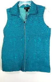 Jerry T Women's Teal Stretchy Vest Small S 6 8 SR004 Vest NWT New NWT