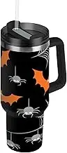 RPLIFE Tumbler with Lid and Straw 40 Oz, Stainless Steel Insulated Tumblers for Men Women Travel, Halloween Spiders Webs Black