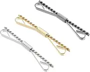 [ANDRESLAD] 3pcs Men Classic Tie Clips for Shirt Collar Unique Shape Metal Cardigan Clip Business Tie Comfortable Electroplated Finish