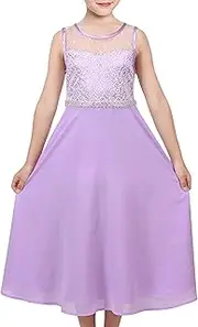 Sunny Fashion Girls Dress Rhinestone Chiffon Bridesmaid Dance Ball Maxi Gown Size 6-14 Years