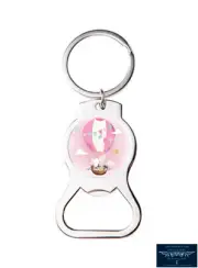 BUNNY RABBIT HOT AIR BALLOON RIDE ART CUSTOM BOTTLE OPENER KEY RING KEYCHAIN