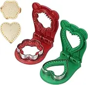 uxcell 2 Pack Crustless Sandwich Cutter, Flower/Heart Shape Uncrustable Sandwich Maker Sealer Press Bread Cookie Cutter and Sealer for DIY Breakfast Lunch Afternoon Tea (Red/Green)