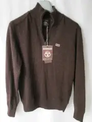 NWT $175 Men's NAPAPIJIRI 1/4 Zip Wool Sweater Elbow Patches Pullover Size L