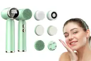 Portable Facial Cleansing Spin Roller Sonic Massager Cleaner Brush-Green