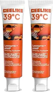 CEELIKE 39˚C Lysozyme Whitening Toothpaste – Whitening, Mildly Heated Formula with Waterless Technology, Effective Toothpaste for Brighter Smile, 2 x 100g