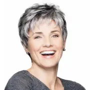 Ladies Gradient Grey Short Wavy Curly Wig Boy Cut Pixie Hair Cosplay Full Wigs