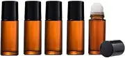 5Pcs 50 ml Essential Oil Glass Roller Bottles With Roller Balls and Lids, Leak Proof Roll Bottles For Aromatherapy Facial Body Care, Travel Perfume Essential Oil (Amber)