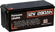 Humsienk 12V 280Ah LiFePO4 Battery, 3584Wh Deep Cycle Rechargeable, Built-in 100A BMS, for Boat and Solar