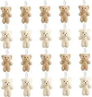 [CurcKua] Stuffed Animal Keychain 20Pcs Cute Blush Teddy Bear Plush Keychain Small Teddy Bear Ornaments Soft Tiny Bulk for Birthday, Valentine's Day, Party Favor, DIY Crafts Small