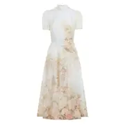 [Zimmermann] Zimmermann Memento Floral-print Midi Dress 0 NUMERIC WHITE/PINK