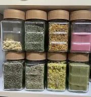 16 Set Empty Bottles Glass Container Jars Storage Yogurt Spice Herb Tea Coffee