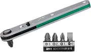 ANEX No. 425-5B Ratchet Screwdriver, Ultra-thin Head Offset Type, Straight Type, 5 Bits Set, Plank Type for Entering Narrow Places, Plus and Minus L Type