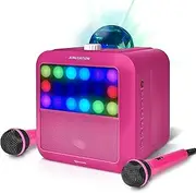 Portable Karaoke Machine - Singsation Star Burst (Pink) Karaoke System Comes w/ 2 Mics, Room Filling Light Show, Retro Light Panel & Works via Bluetooth. No CDs Required. YouTube Your Favorite Songs