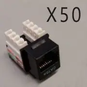 50 Pack Lot - CAT5e Keystone RJ45 110 Punch Down Keystone Snap-In Jack - Black