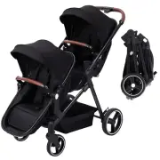 Double Stroller for Infants and Toddlers, Foldable Tandem Stroller, Reversible P